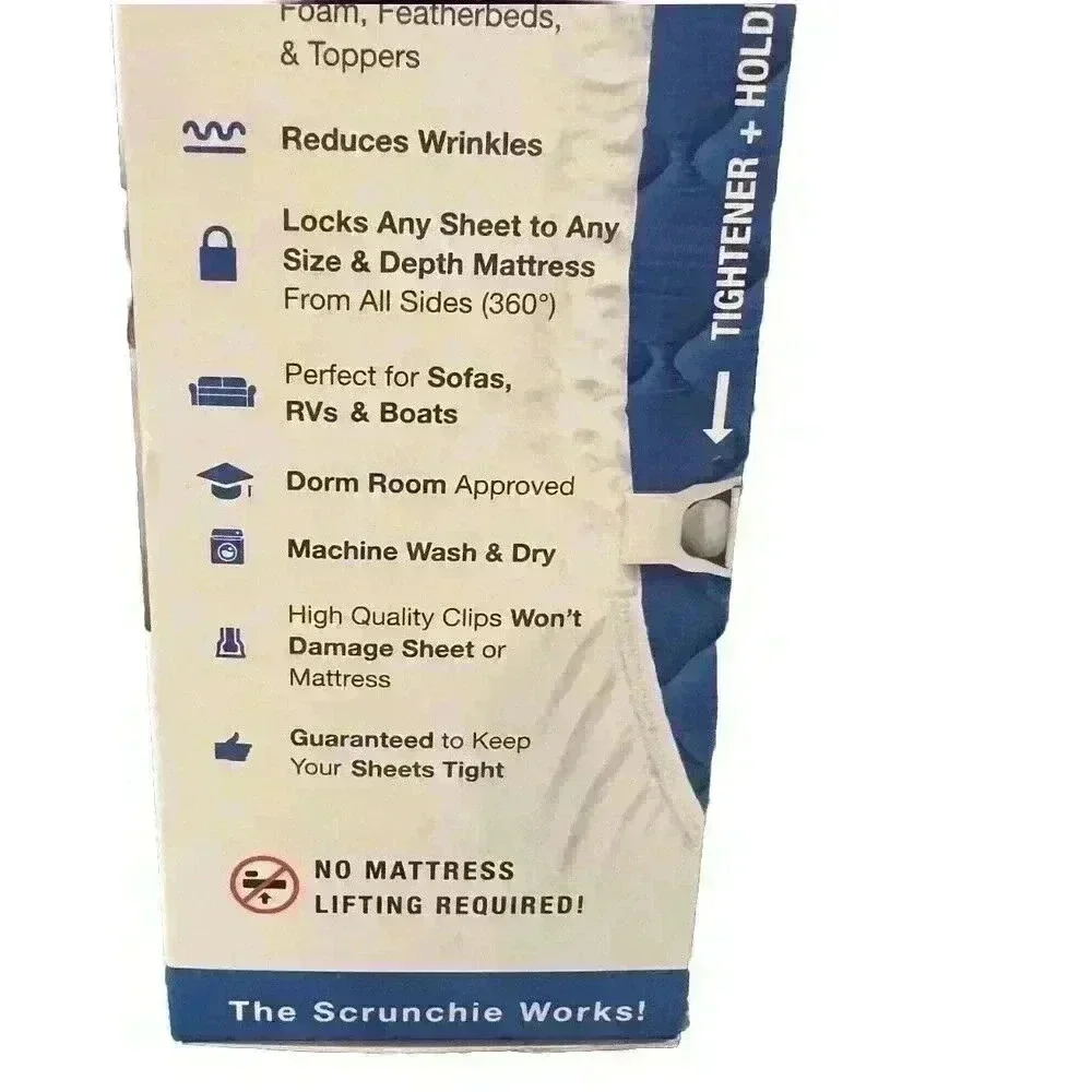 Bed Scrunchie Sheet Holder Straps Extender Heavy Duty‎ Gripper Clips Cord New